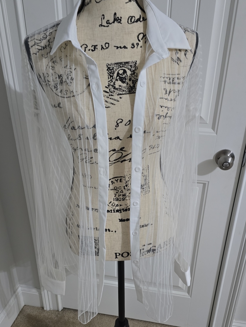 Sheer White Pinstripe Shirt